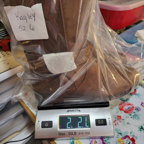 Women's Brown Knee-High Riding Boots With Buckle & Zipper Elastic sides Size 6 N - Picture 10 of 10